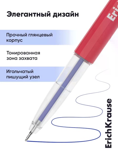 Набор ручек шариковых ErichKrause Sleder Stick Reef, 4 штуки, узел 0.7 мм, чернила синие