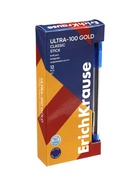 Ручка шариковая ErichKrause ULTRA-100 Gold Stick Classic, 0.5, Super Glide, синяя (12 шт) - фото 809615005