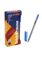 Ручка шариковая ErichKrause ULTRA-100 Gold Stick Classic, 0.5, Super Glide, синяя (12 шт) - фото 809615000