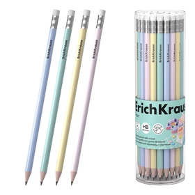Карандаш чернографитный ErichKrause Milky круглый, с ластиком, HB, в тубусе, пластик  (артикул 10998584)  большой выбор товаров оптом и в розницу по низким ценам с доставкой