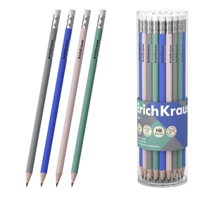 Карандаш чернографитный ErichKrause Navy круглый, с ластиком, HB, в тубусе, пластик