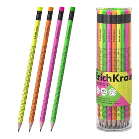 Карандаш чернографитный ErichKrause Neon, круглый, с ластиком, HB, в тубусе, пластик  (артикул 10998586)  большой выбор товаров оптом и в розницу по низким ценам с доставкой