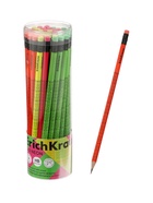 Карандаш чернографитный ErichKrause Neon, круглый, с ластиком, HB, в тубусе, МИКС - Фото 2