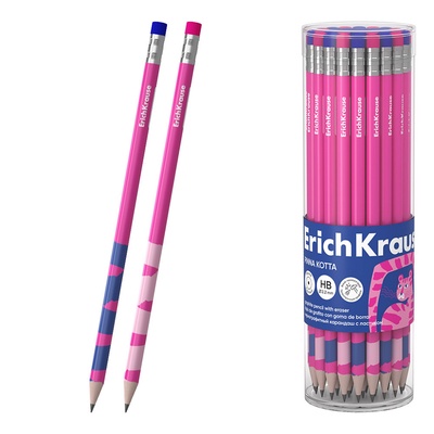 Карандаш чернографитный ErichKrause Pinna Kotta, круглый, с ластиком, HB, в тубусе, пластик