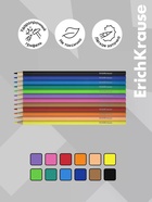 Карандаши 12 цветов, ErichKrause Frenchie, пластиковые, шестигранные  (артикул 10998604)  большой выбор товаров оптом и в розницу по низким ценам с доставкой