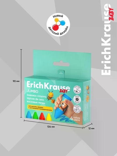 Восковые мелки 4 ErichKrause, Baby, Jumbo, Bee, Wax