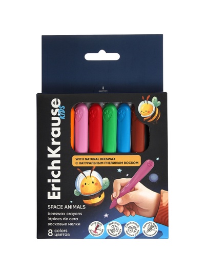 Восковые мелки 8 цветов, ErichKrause Kids Space Animals