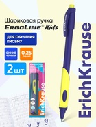 Набор ручек шариковых ErichKrause ErgoLine Grip Neon, SuperGlide, 2 штуки, узел 0.5 мм, синие чернила - Фото 1