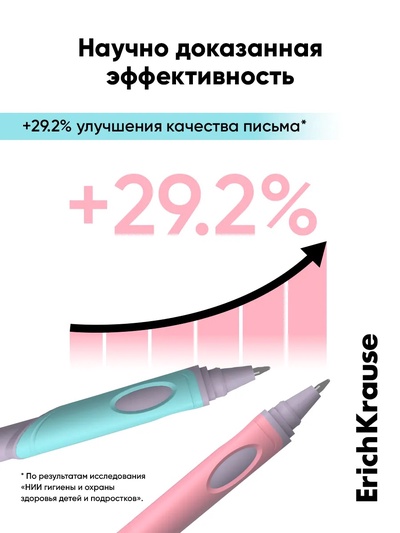 Набор ручек шариковых ErichKrause ErgoLine Grip Pastel, SuperGlide, 2 штуки, узел 0.5 мм, синие чернила