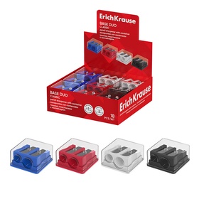 Точилка ErichKrause Base Duo Classic, с контейнером, МИКС  (артикул 10998687)  большой выбор товаров оптом и в розницу по низким ценам с доставкой