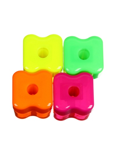 Точилка ErichKrause Wave Mini Neon, с контейнером, МИКС