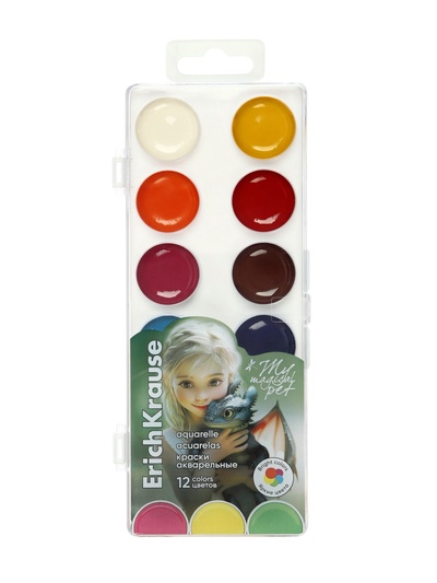 Краски акварельные 12 цветов ErichKrause Magic Pet