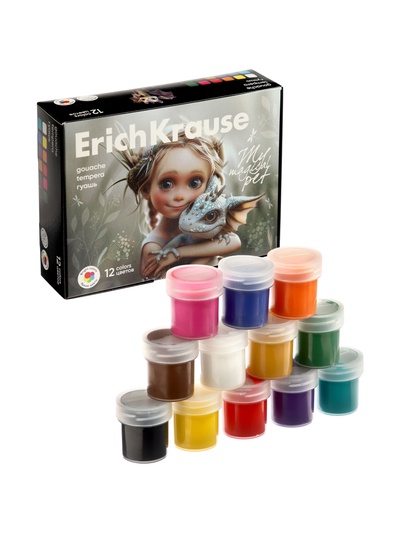 Гуашь 12 цветов ErichKrause Magic Pet