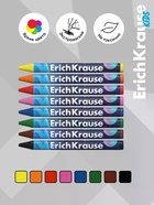 Восковые мелки 8цв, ErichKrause "Kids Space Animals", трехгр, европодвес - Фото 2