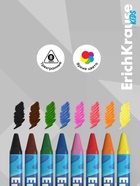 Восковые мелки 8цв, ErichKrause "Kids Space Animals", трехгр, европодвес - Фото 4