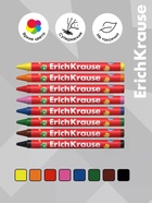 Восковые мелки 8 цветов, ErichKrause Jolly Friends, круглые - Фото 2