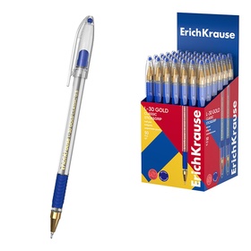 Ручка шариковая ErichKrause L-30 Gold Stick Grip, Super Glide, узел 0.5 мм, синяя  (артикул 10999338)  большой выбор товаров оптом и в розницу по низким ценам с доставкой