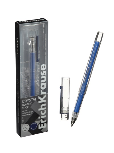Ручка гелевая ErichKrause Crystal Stick, узел 0.5, чернила синие