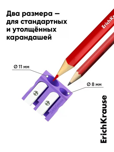 Точилка 2 отверстия ErichKrause EasySharp Duo Pastel, микс