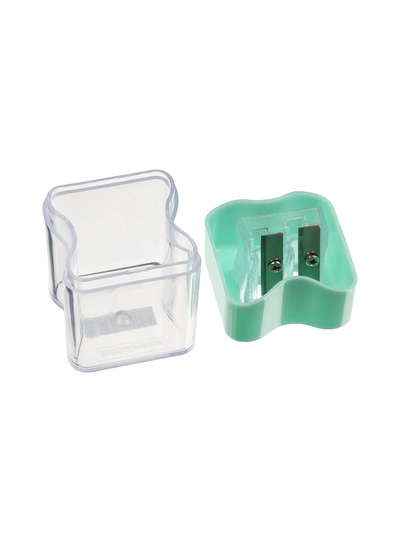Точилка ErichKrause Wave Duo Pastel Bloom, 2 отверстия, с контейнером, МИКС