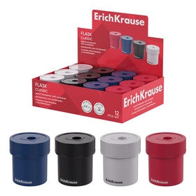 Точилка ErichKrause Flask Classic, 1 отверстие, с контейнером, МИКС  (артикул 10999359)  большой выбор товаров оптом и в розницу по низким ценам с доставкой