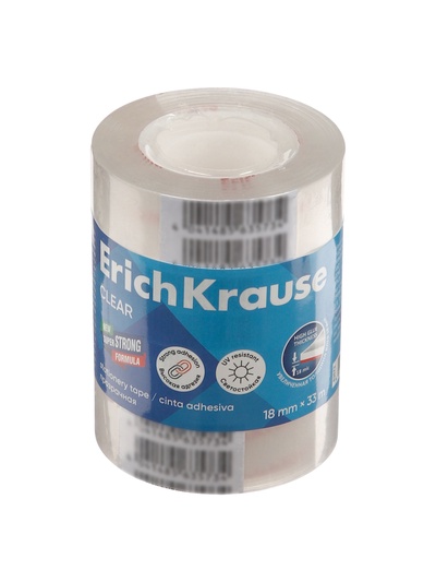Набор из клейких лент ErichKrause Clear, 18 мм × 33 м, прозрачная