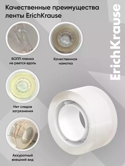 Набор из клейких лент ErichKrause Clear, 24 мм × 20 м, прозрачная