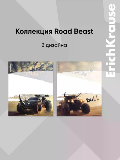Набор пластиковых обложек для тетрадей ErichKrause Road Beast, 212×347 мм, 80 мкм, МИКС