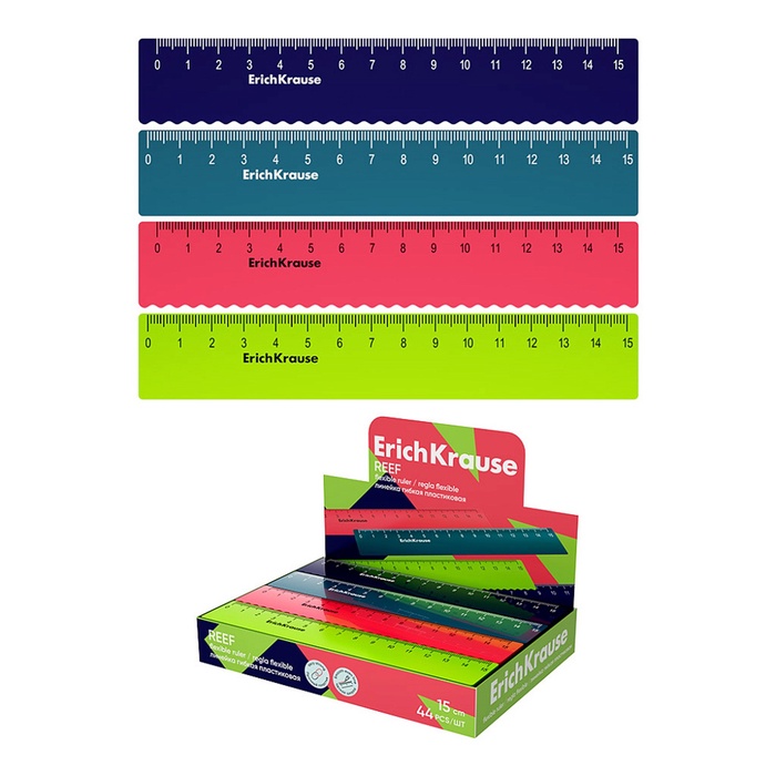 Линейка 15 см, ErichKrause Reef, МИКС - Фото 1