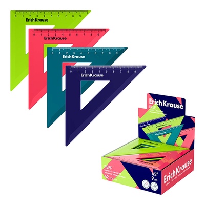 Треугольник 45*, 9 см, ErichKrause Reef, МИКС