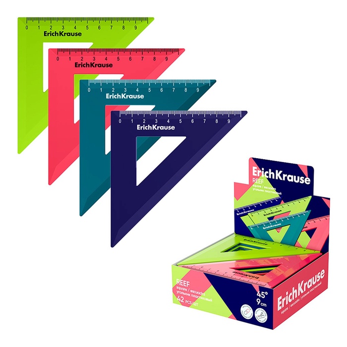 Треугольник 45*, 9 см, ErichKrause Reef, МИКС - Фото 1