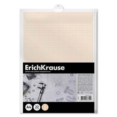 Бумага для черчения А4, 20 листов, ErichKrause, в пластиковой папке
