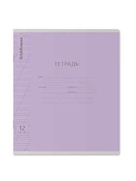 Тетрадь 12 листов, ErichKrause Visio, косая линия, 60 г/м², обложка мелованный картон, фиолетовый, блок офсет  (артикул 10999427)  большой выбор товаров оптом и в розницу по низким ценам с доставкой