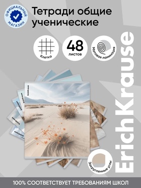 Тетрадь 48 листов в клетку, ErichKrause Pasifico, 60 г/м², обложка мелованный картон, блок офсет 10999449