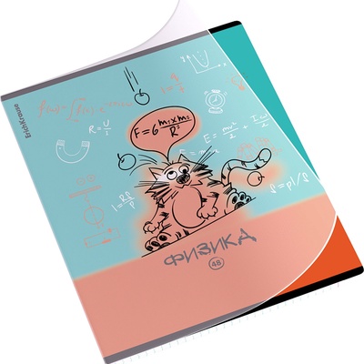 Тетрадь 48 листов в клетку «Физика: Котоформулы» ErichKrause, с пластиковой обложкой