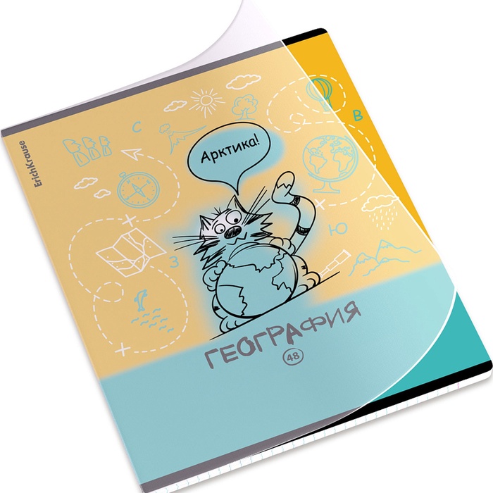 Тетрадь 48 листов в клетку «География: Котоформулы» ErichKrause, с пластиковой обложкой