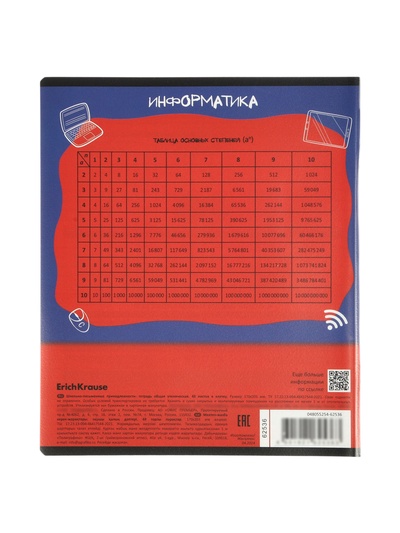 Тетрадь 48 листов в клетку «Информатика: Котоформулы» ErichKrause, с пластиковой обложкой
