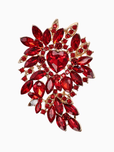 УЦЕНКА Брошь «Императрица» сердце цветущее, цвет красный в золоте