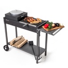 Мангал «МАН 302», 131.5×52×79.7 см, 3 мм, колёса, боковая полка  (артикул 11002984)  большой выбор товаров оптом и в розницу по низким ценам с доставкой