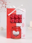 УЦЕНКА Аромалампа керамика + ароматический воск «Сердце» красная 7.5×7.5×8 см - Фото 1