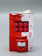 УЦЕНКА Аромалампа керамика + ароматический воск «Сердце» красная 7.5×7.5×8 см - Фото 2