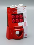 УЦЕНКА Аромалампа керамика + ароматический воск «Сердце» красная 7.5×7.5×8 см - Фото 3