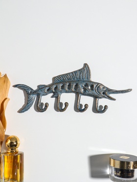 Крючки настенные «Осётр», ключница декоративная, чугун, 25.5×11×1.5 см