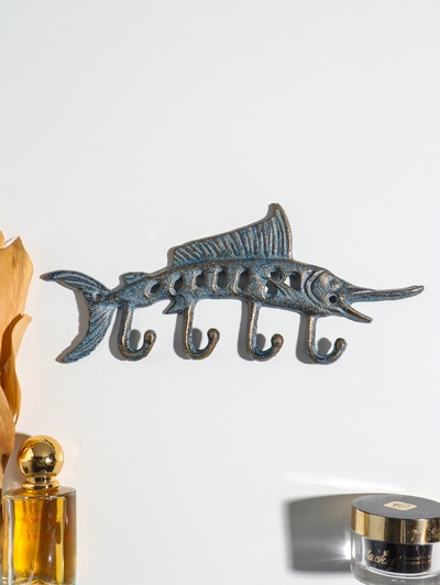 Крючки настенные «Осётр», ключница декоративная, чугун, 25.5×11×1.5 см