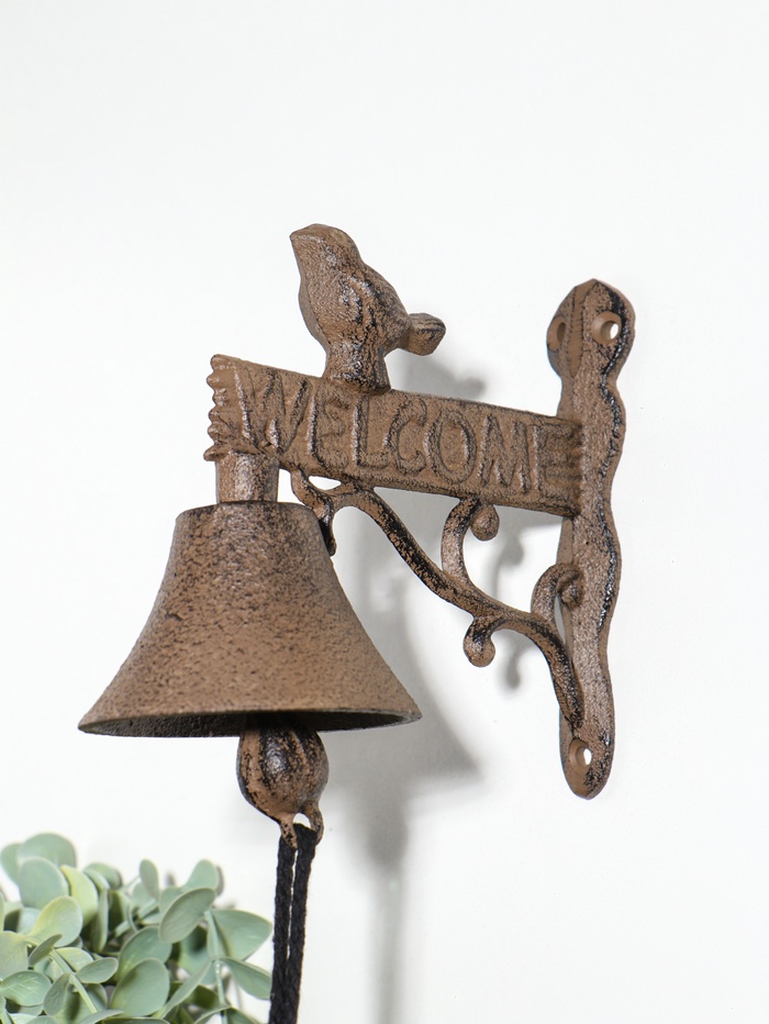 Колокол настенный чугун «Птица - Добро пожаловать», декоративный, 13.5×16×8 см