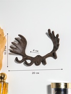 Крючки настенные «Лосиные рога», ключница декоративная, чугун, 20×10.5×4 см - Фото 2