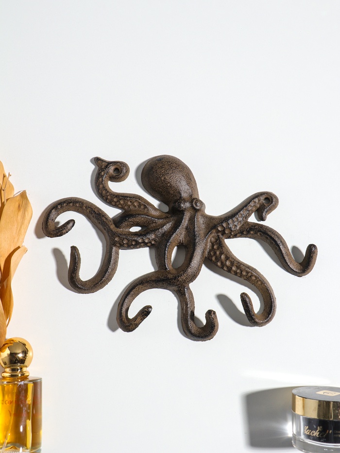 Крючки настенные «Осьминог», ключница декоративная, чугун, 24.8×18.4×2.6 см - Фото 1