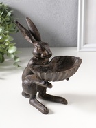 Фигурка - подставка для мелочей, кормушка для птиц «Заяц с ракушкой», чугун, 14×11.5×16.5 см - Фото 2
