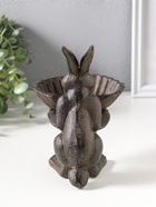 Фигурка - подставка для мелочей, кормушка для птиц «Заяц с ракушкой», чугун, 14×11.5×16.5 см  (артикул 10896797)  большой выбор товаров оптом и в розницу по низким ценам с доставкой