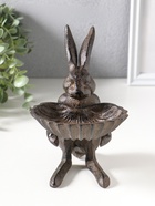 Фигурка - подставка для мелочей, кормушка для птиц «Заяц с ракушкой», чугун, 14×11.5×16.5 см  (артикул 10896797)  большой выбор товаров оптом и в розницу по низким ценам с доставкой